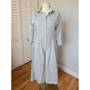 Oshoplive Black White Gingham Cotton Wide Leg Jumpsuit Size M Cottage Minimalist